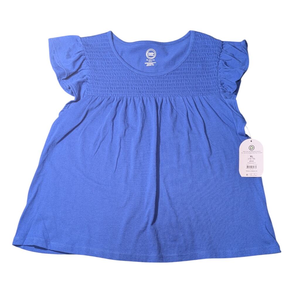 Wonder Nation Ruffle Knit Shirt Size XL 14-16 Plus NWT Blue